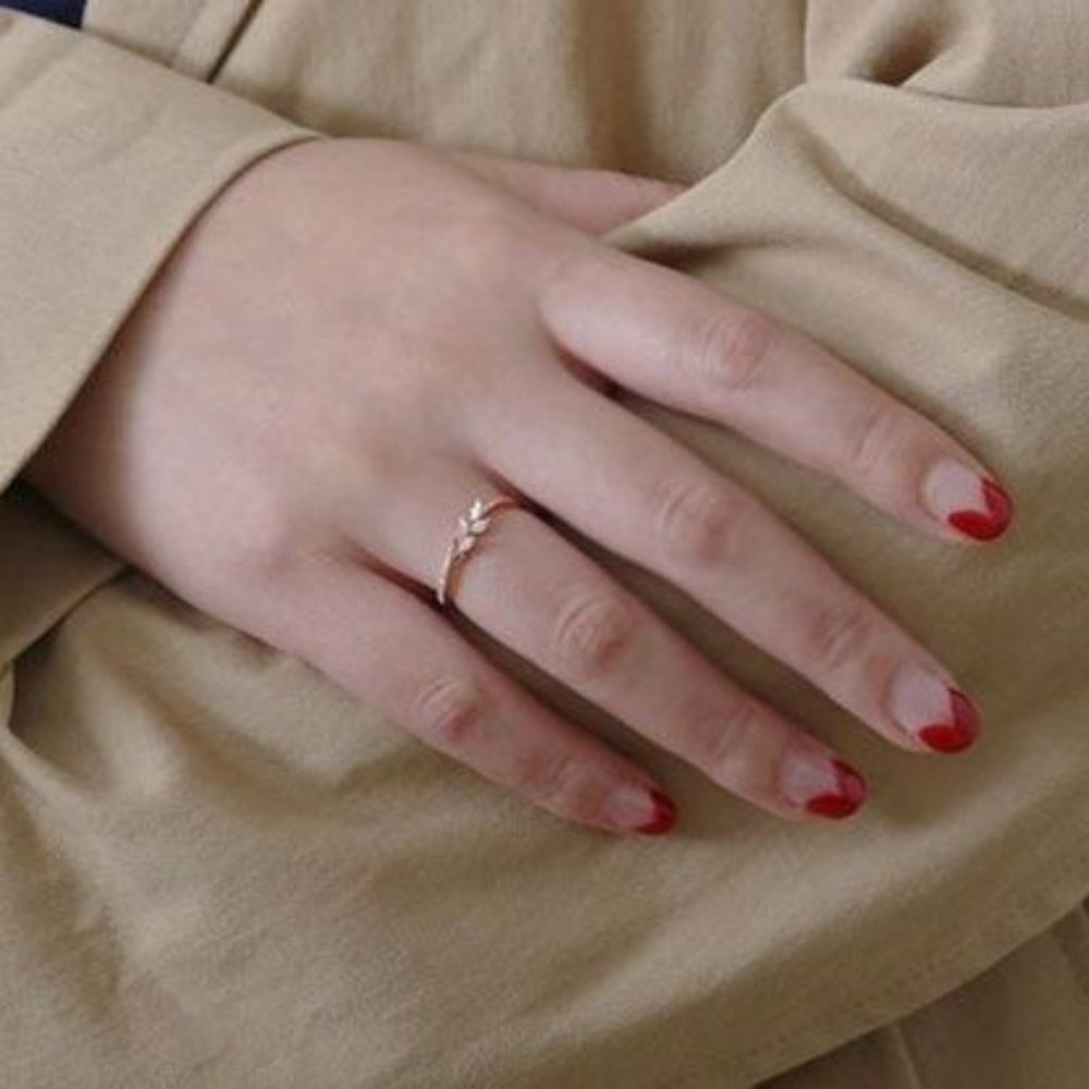 NEW 18K Rose Gold Marquis Diamond Leaf Branch Ring - Picture 3 of 5